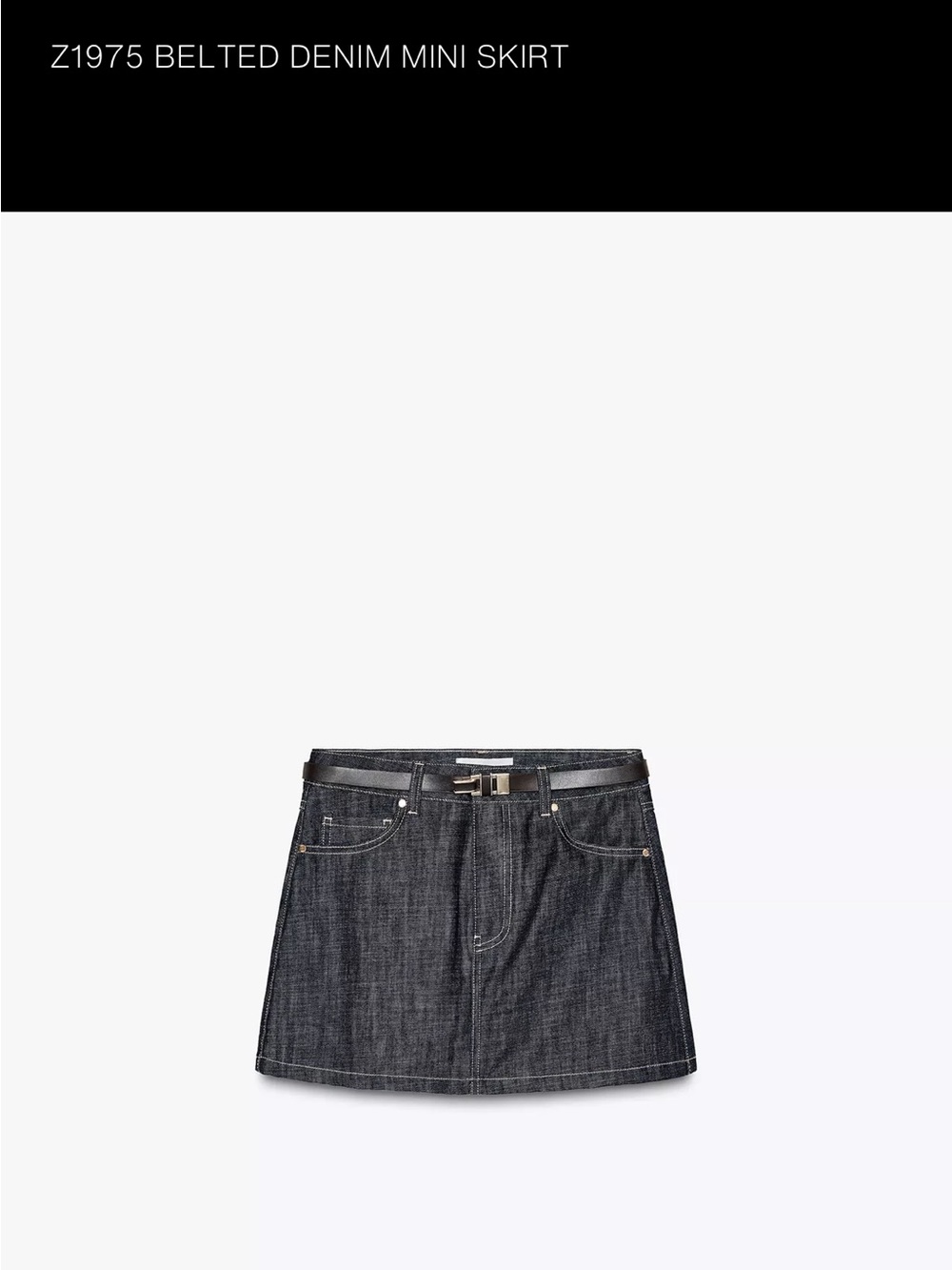 Denim Mini Skirt with Belt - Black